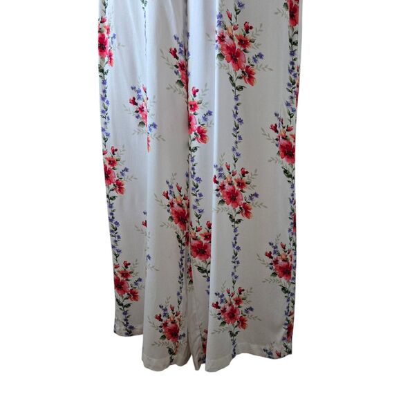 NWT Forever 21 White Floral Spaghetti Strap Jumpsuit. Large. Beach Resort Boho - Picture 5 of 10